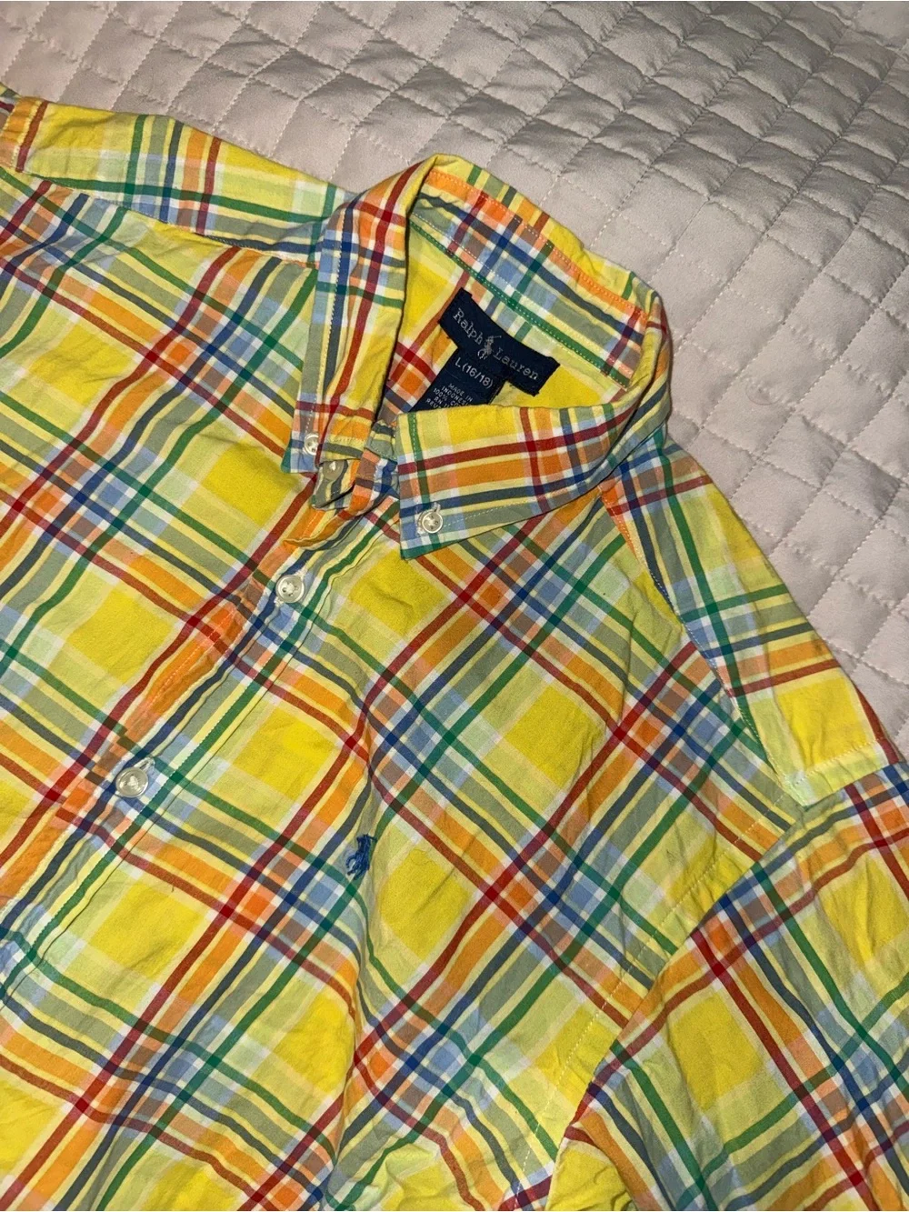 Boys Polo by Ralph Lauren Yellow Plaid Button-Down Shirt